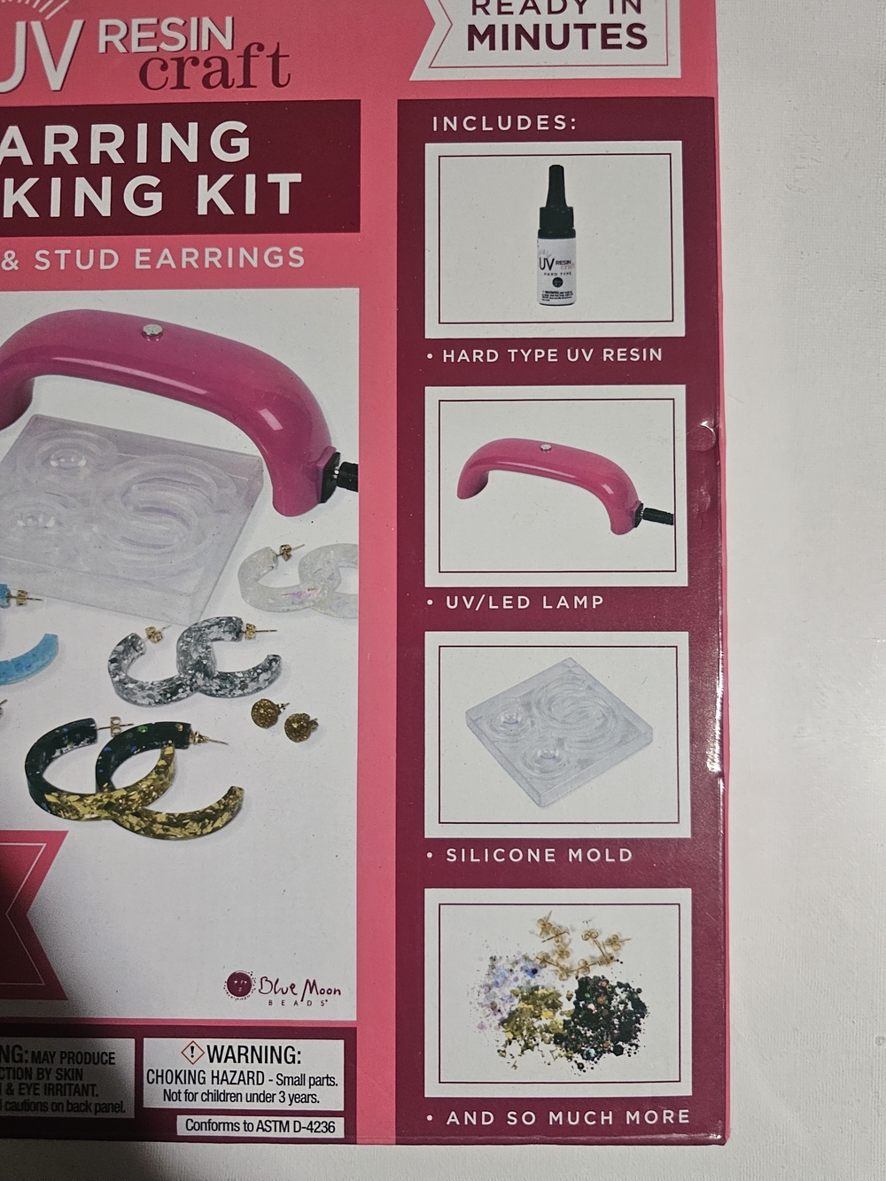 UV Resin Craft Earring Making Kit - Pink UV/LED Lamp Included NIB - Picture 2 of 5